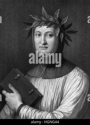 Francesco Petrarca or Petrarch, 1304 - 1374, an Italian poet and historian Stock Photo