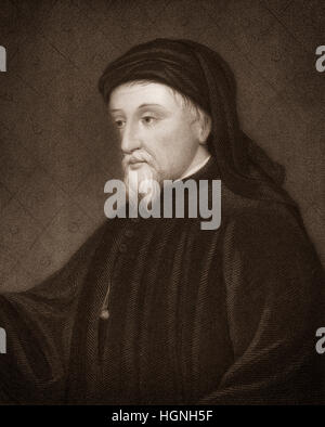 Geoffrey Chaucer, ca. 1343 - 1400, the greatest English poet of the Middle Ages Stock Photo