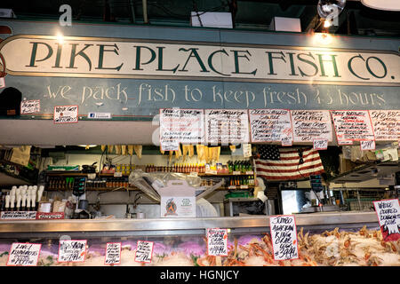 Pike's Place Market, in Seattle, Washington, is an open air market with a wide variety of vendors. Stock Photo