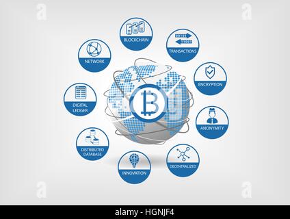Bitcoin and crypto currency vector illustration Stock Vector
