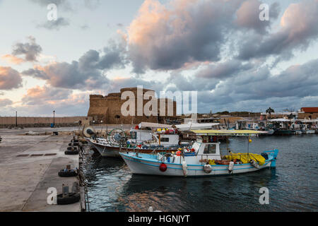 Paphos Castle and the harbour, Cyprus Stock Photo