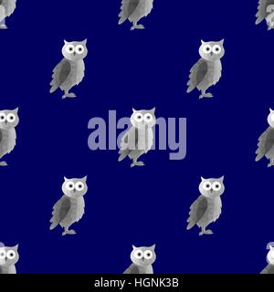 Vector Dark Polygonal Owl Seamless Pattern Stock Vector