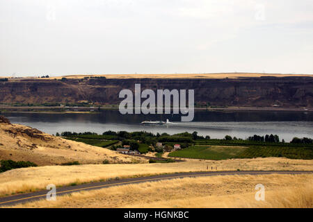 River Barge on the Columbia River Stock Photo