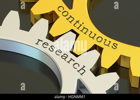 continuous research concept on the gearwheels, 3D rendering Stock Photo