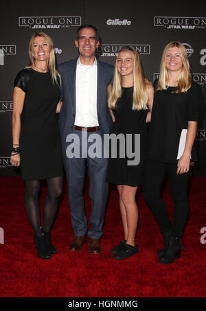 Eric Garcetti, Amy Wakeland And Maya Juanita Garcetti Attending The Premiere Of Walt Disney