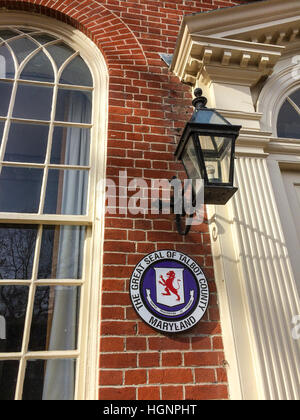 Easton, Maryland.  Talbot County Court House, Great Seal of Talbot County. Stock Photo