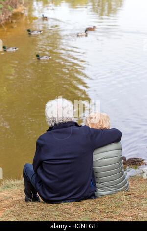 SENIOR COUPLE OUTDOORS Stock Photo