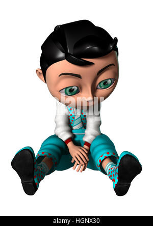 3D rendering of a cute cartoon boy isolated on white background Stock Photo