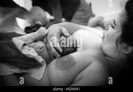 HOME BIRTHING Stock Photo