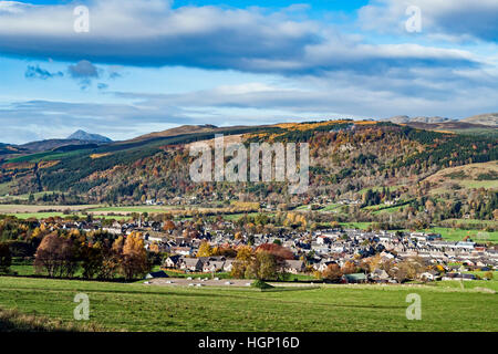 Scottish town Aberfeldy Perth & Kinross Scotland UK seen from A826 Stock Photo