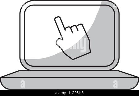 laptop computer with cursor icon on screen over white background. vector illustration Stock Vector