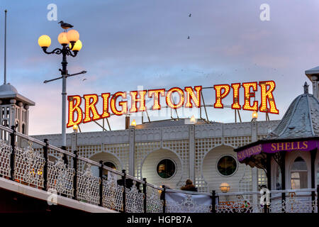 Brighton's Palace Pier at sunset Stock Photo