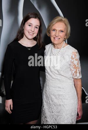 Mary Berry and granddaughter Grace Hunnings attending the opening night party of English National Ballet's Giselle at St Martins Lane Hotel, London. Stock Photo
