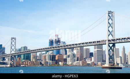 San Francisco, CA - October 07, 2016: West end of the Bay Bridge heading into Downtown San Francisco, where the skyline is changing with multiple new Stock Photo