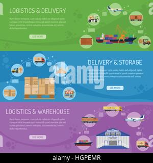 Logistics delivery and storage Banners Stock Vector