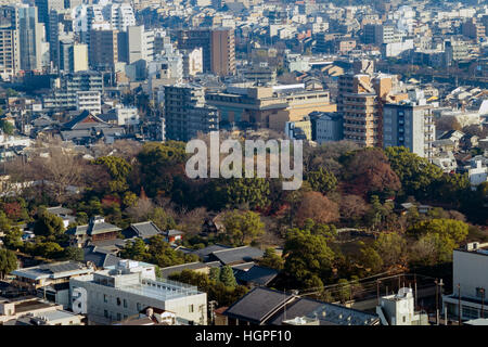 Aerial view of Kyoto Imperial Palace and Kyoto downtown cityscape on Kyoto Tower, Japan Stock Photo