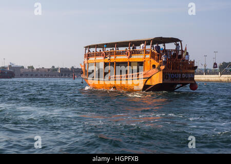 Boat on river in Dubai Stock Photo