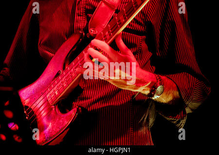 bass guitar player live on stage Stock Photo