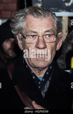 Sir Ian McKellen, British stage and screen actor joins the Free Belarus Now protest outside Belarusian Embassy in London, UK Stock Photo