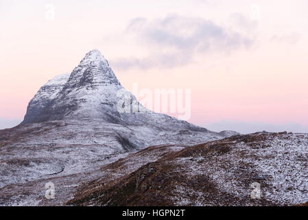 suilven mountain in winter evenig assynt, wester ross, scotland, uk Stock Photo