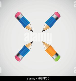 Set of four short pencils. Vector design Stock Vector