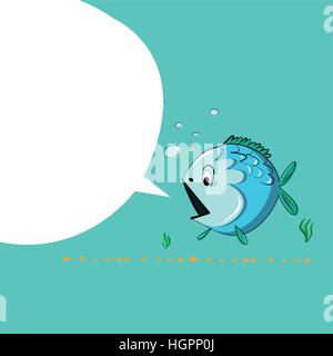 Vector drawing funny cartoon sea fish eps Stock Vector