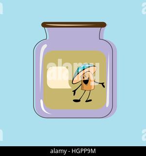 Glass jar with canned mushrooms. Vector design Stock Vector