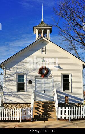 A one room school house that once served the Streamwood, Illinois area is now a museum on park district property which is open to the public. USA. Stock Photo