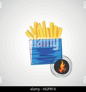 Vector sketch of cardboard with french fries Stock Vector