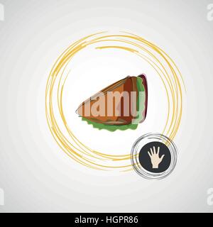 Tasty and juicy sandwich on a light. Vector design Stock Vector