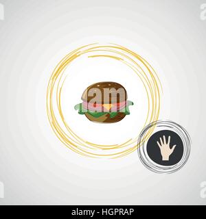 Sketch juicy and tasty burger. vector icon Stock Vector