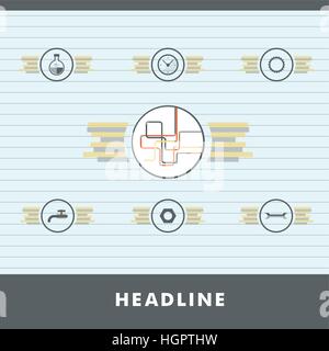 Vector set background of flat water pipeline Stock Vector