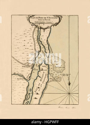 Map of St. Augustine 1762 Stock Photo