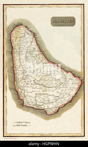 Map Of Barbados 1817 Stock Photo