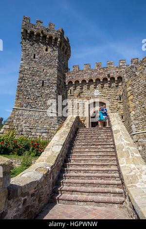 Front entrance to Castello di Amorosa, Calistoga, Napa Valley, Napa County, California Stock Photo