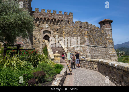 Front entrance to Castello di Amorosa, Calistoga, Napa Valley, Napa County, California, United States, North America Stock Photo
