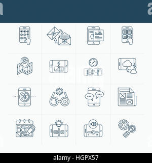 Set of various line icons Stock Photo