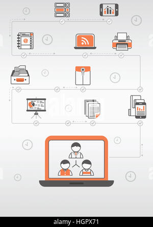 Various line icons related to business Stock Photo