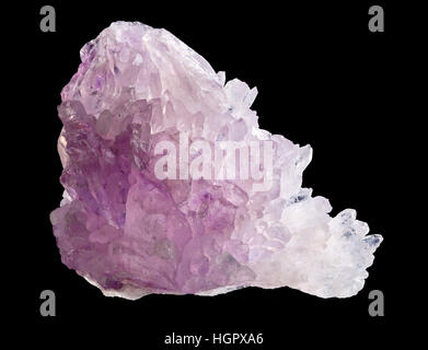 Raw, uncut rose quartz crystal isolated on black background Stock Photo