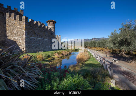 Castello di Amorosa, Calistoga, Napa Valley, Napa County, California Stock Photo