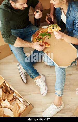 Directly above shot of eating couple Stock Photo
