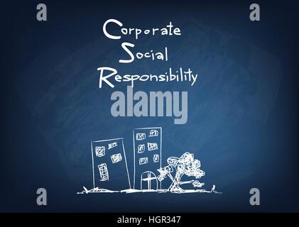 Business Concepts, CSR Abbreviation or Corporate Social Responsibility on Black Chalkboard. Stock Vector
