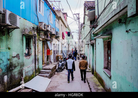 residential side street in an old town in Shanghai China Stock Photo