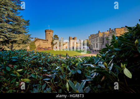 Warwick Castle is a medieval castle developed from an original built by William the Conqueror in 1068. Stock Photo