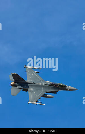 United States Air Force F-16D, Fighting Falcon, Banking Over California. Stock Photo