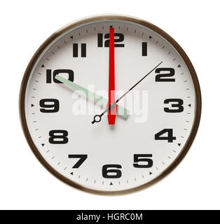Round DIal Wall Clock Isolated On White Background. Stock Photo