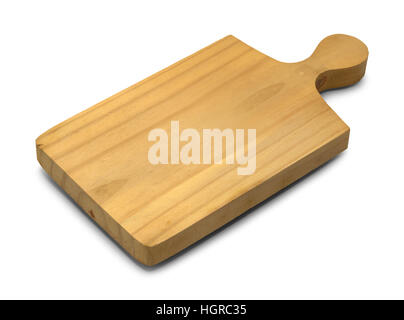 Handle Wood Cutting Board Isolated on White Background. Stock Photo