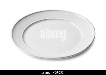 Empty White Ceramic Plate Isolated on White Background. Stock Photo