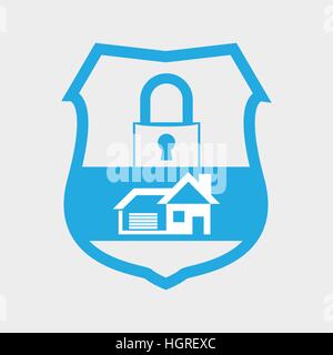 blue button home security lock vector illustration eps 10 Stock Vector