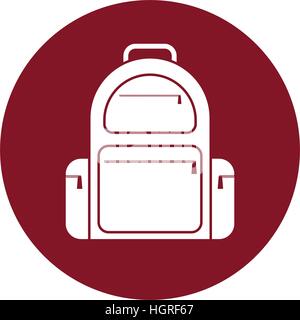 backpack traveler vacation red circle vector ilustration eps 10 Stock Vector
